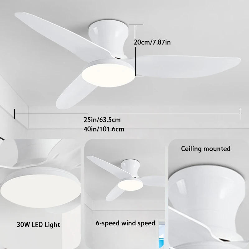 Description Picture 5 of itemModern Led Ceiling Fan Lights DC Motor 6 Speeds Timing Fans Low Floor Loft Remote Control Fan With Lights Bedroom Dining room