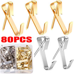 80pcs Steel Metal Picture Photo Oil Painting Frame Hard Wood Solid Wall Hook Han Picture Hanging Tool Wall Picture Holder