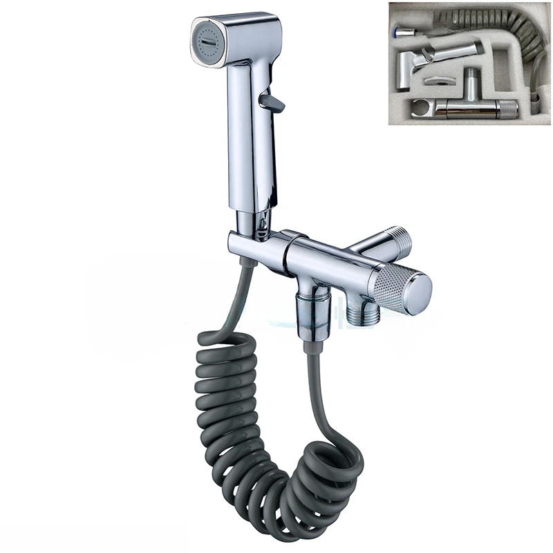 Description Picture 2 of itemWall Mount Two Out Water G1/2 Angle Valve Bathroom Shower Bidet Sprayer Set Hygienic Cleaning Sprayer for Toilet Accessories