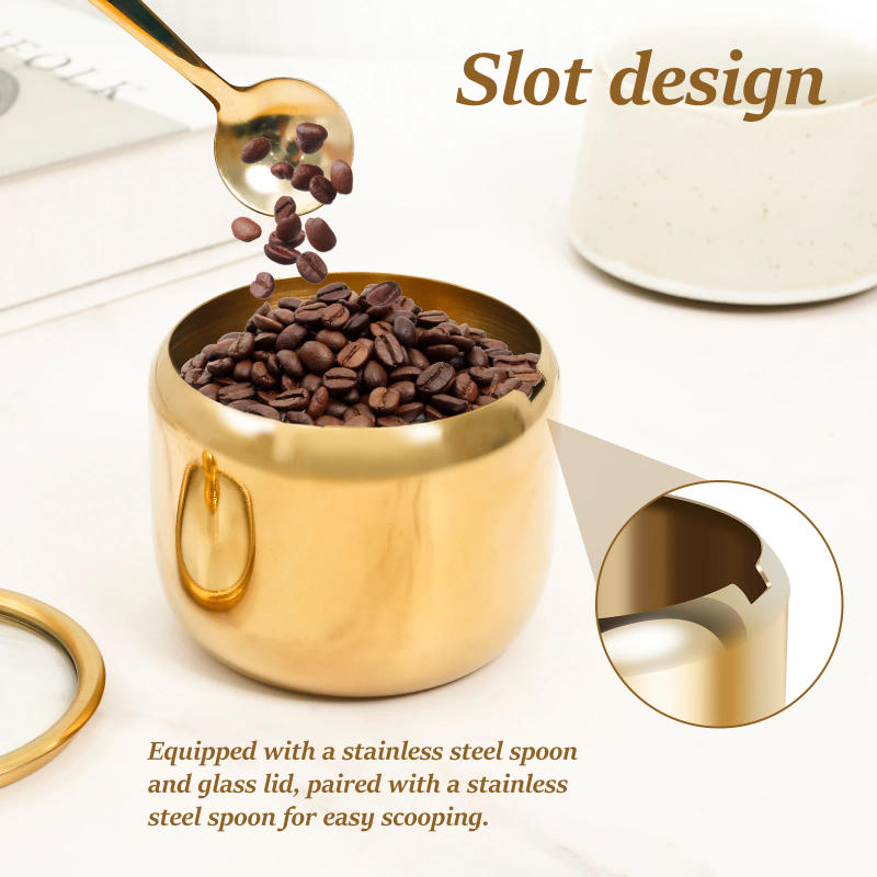 Description Picture 5 of item304 Stainless Steel Food Storage Pots Sugar & Tea Cans With Lid and Spoon Set Multifunctional Condiment Pot Kitchen Coffee Jars