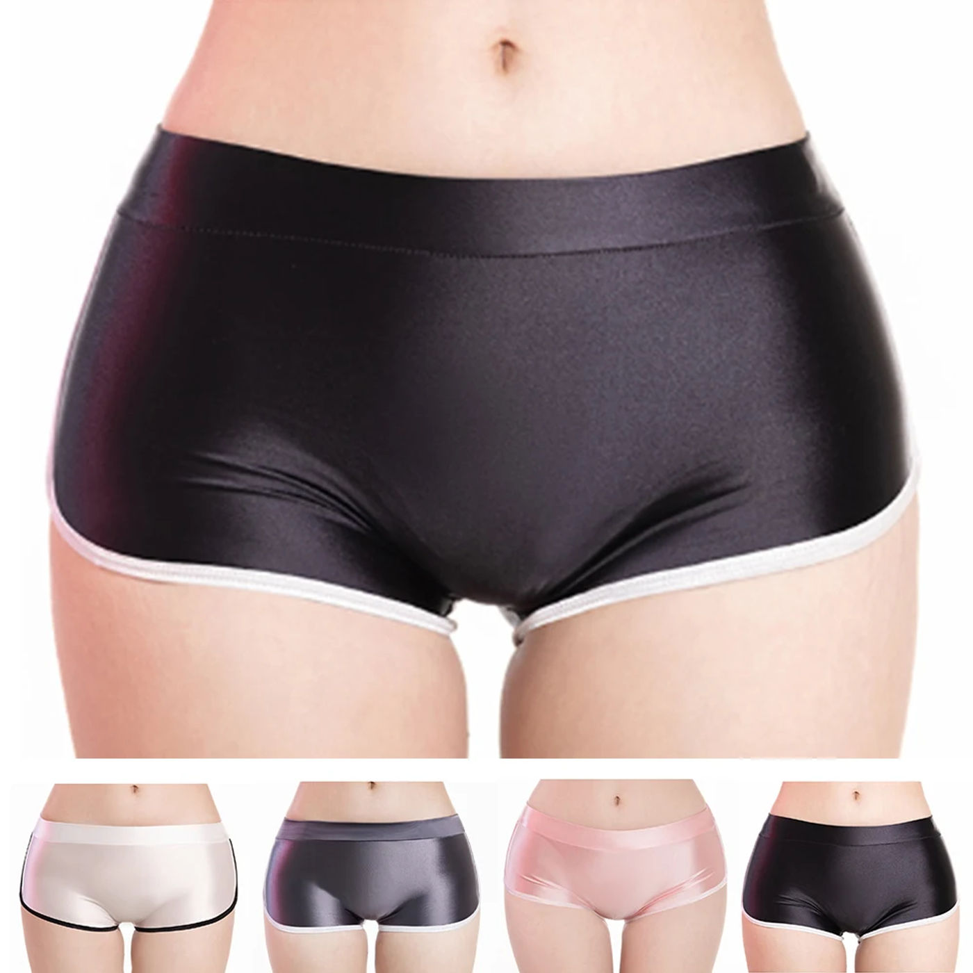 Description Picture 2 of itemWomen's panties Slim Safety Underpants sexy lingerie Stretchy Yoga Boxer Short Seamless Oil Shiny Underwear Smooth Glossy Shorts