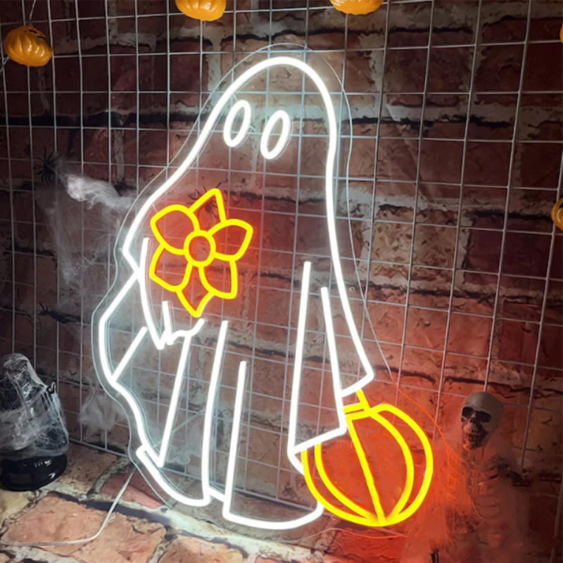 Description Picture 3 of itemGhost Flower Neon Sign Led Lights Halloween Party Room Decoration Home Bar Bedroom Wall Decor Signs Dimmable USB Powered Lamp