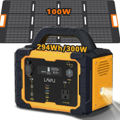 Solar Generator 300W Portable Power Station with 100W Foldable Solar Panel 294Wh Lithium Battery 120V 300W AC Outlet Generators
