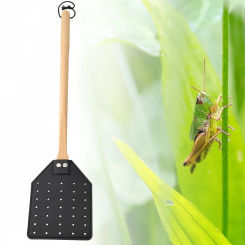 1pc Heavy Duty Leather Fly Swatter Brown Leather With Beech Wood Long Handle  Garden Pest Control Products Fly Swatters