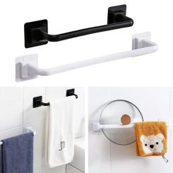 Kitchen Bathroom Wall Bath Towel Holder Rail Rack Self Adhesive Towel Rod Bar Portable Useful Household Gadget