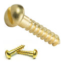 Chipboard Tapping Fasteners Slotted Drive Wood Screws Solid Brass Round Head Minus