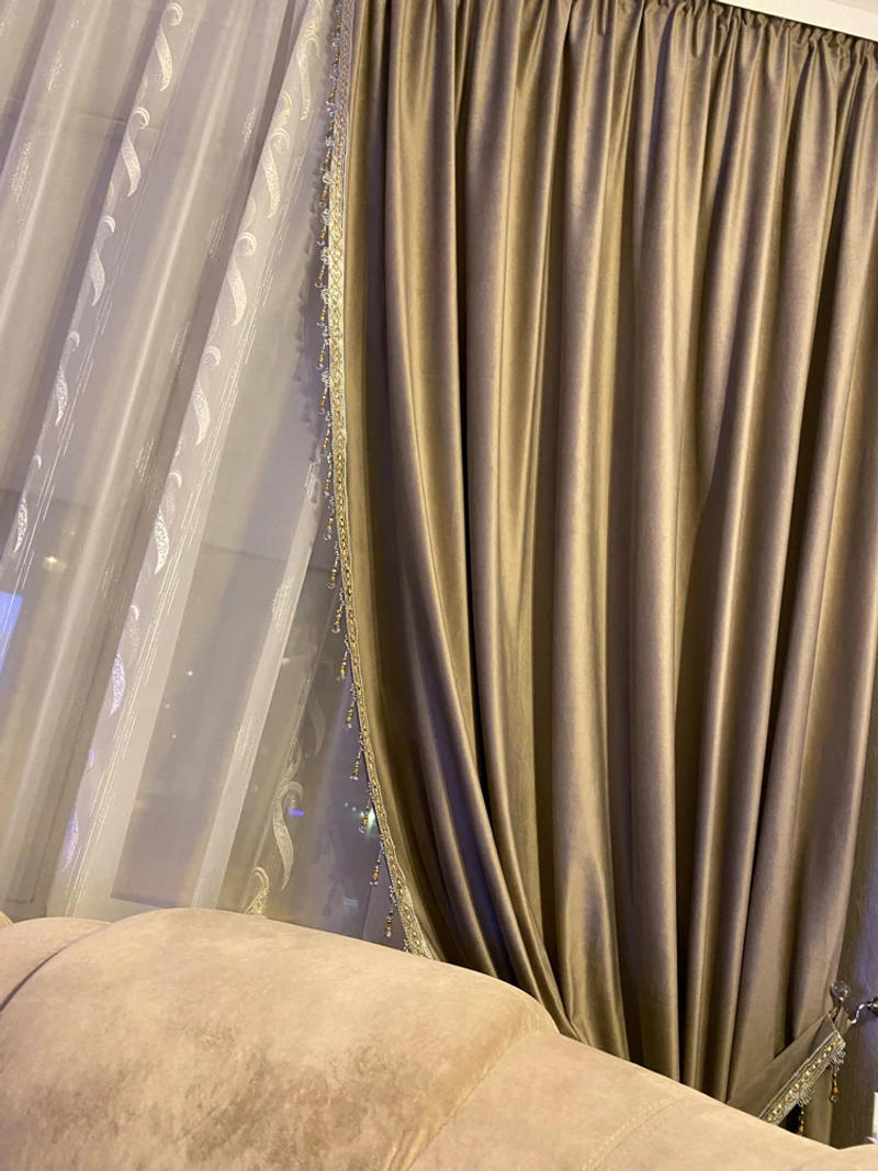 Description Picture 2 of item12M Length Curtain Lace Width Tassel Fringe Trim pumpkin Crystal Beaded Ribbon For Sewing Curtain Accessorie Lace Decoration