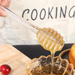 Long Handle Honey Stirring Bar Jar Spoon Practical Plastic Dipper Honey Milk Tea Transparent Stick Supplies Kitchen Honey Tool
