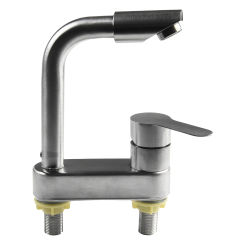 Stainless Steel Basin Faucet Sink Faucet Tap Cold And Hot Mixer Tap 2 Holes Single Handle Deck Mounted Tap