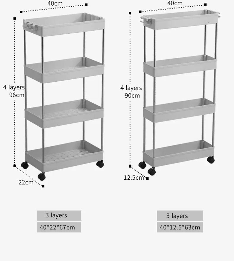 Description Picture 6 of itemKitchen Small Gap Storage Rack Four-story Kitchen Narrow Cabinet Living Room Floor Partition Frame Home Bathroom Cabinet