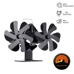 Double Headed Fireplace Fan 12 Blade Heat Powered Stove Fan Quiet Thermal Power Ventilation Home Efficient Heat Distribution
