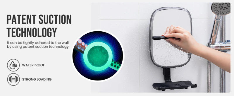 Description Picture 3 of itemTAILI Fog-Free Shaving Shower Mirror with Holder Removable Wall Adjustable Mirror with Suction Cup for Bathroom Accessories