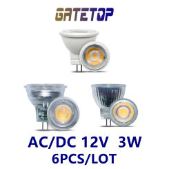 6pcs Led Bulb Spotlight Mr11 GU4  AC/DC 12V 3W 3000K-6000K Warm White For Ceiling Lights Replace Halogen Lamp 20w Energy Saving