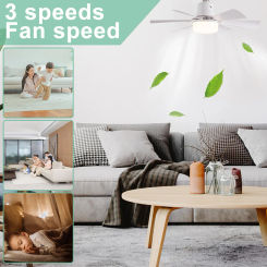 Ceiling Fan Light with Remote Socket Ceiling Fan Timing LED Light Fan 3 Gear Wind Speed 6 Blades for Living Room Bedroom