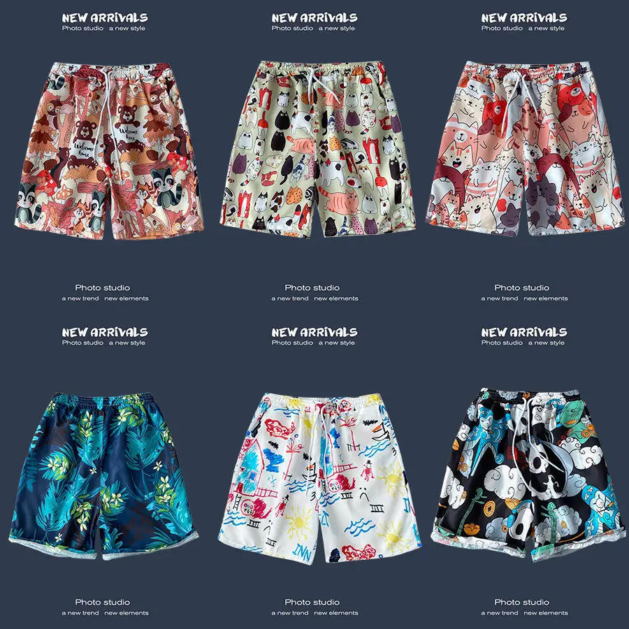 Description Picture 3 of itemHawaiian casual shorts, men's Hong Kong style loose versatile floral shorts, beach vacation and versatile trendy couple's capris