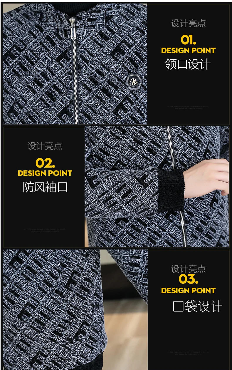 Description Picture 4 of itemBrand Winter Wool Blends Jackets Men Fashion Printed Thickened Warm Business Trench Coat Slim Stand Collar Windproof Overcoat