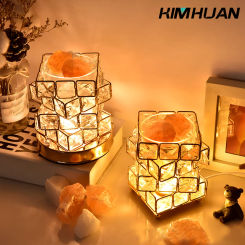 USB Rechargeable Fasjion Rubik's Cube Table Lamp Bedroom Decoration Crystal Table Lamp Natural Salt Stone Bedside Night Light