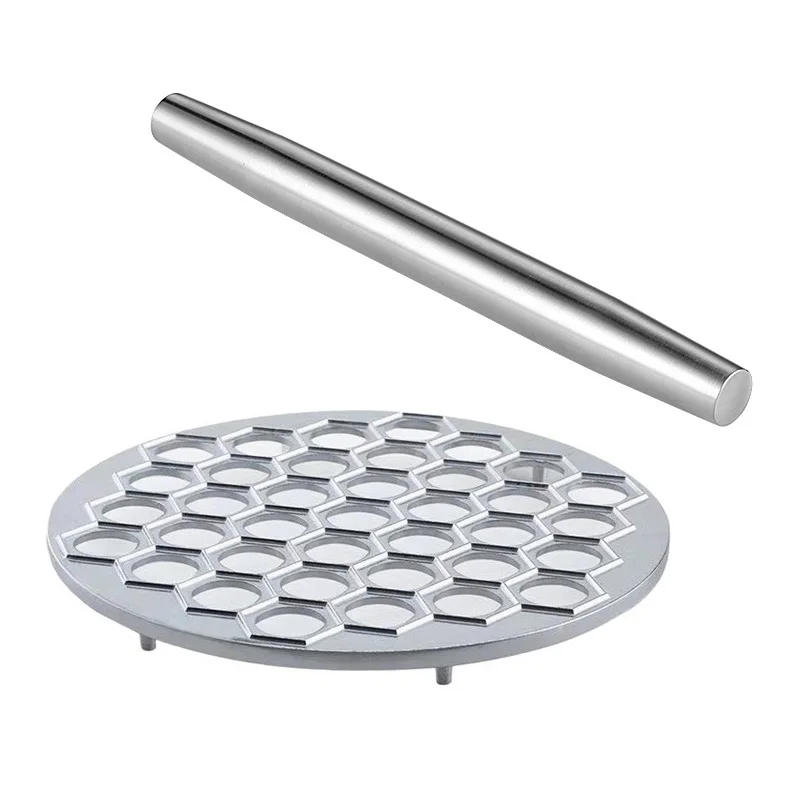 Description Picture 2 of itemSteel Dough Rolling Pin Ravioli Mold 37 Holes Dumpling Mold Tools