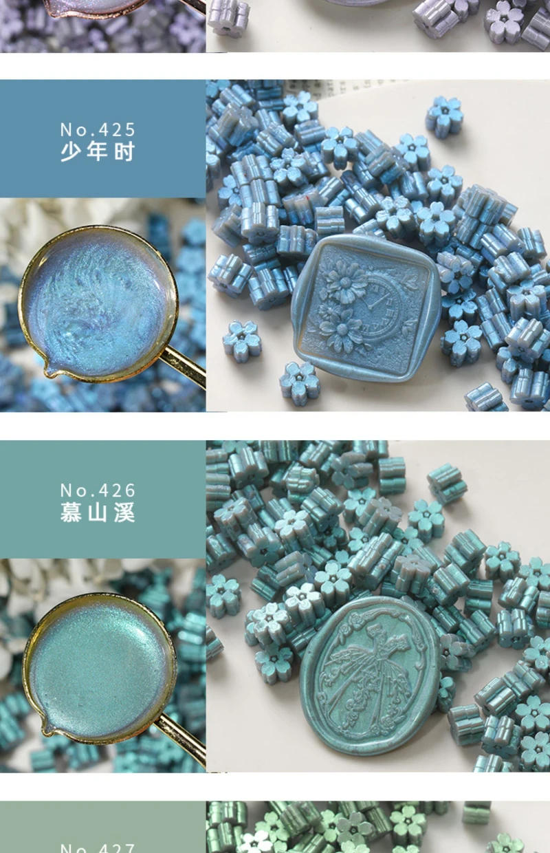 Description Picture 5 of item60pcs Sakura Wax Seal Beads INS Glitter Fire Paint Wax Beads DIY Envelope Wedding Invitation Vintage Stamp Craft Supplies