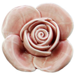 5 x Pink Door Furniture Ceramic Handle Antique Button Screws Included Elegant Design Rose shaped