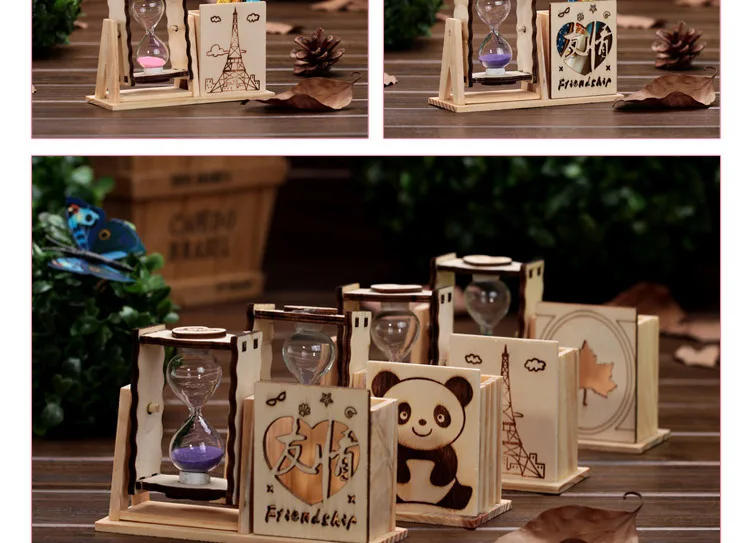 Description Picture 6 of itemSimple Wooden Single Hourglass Pen Holder Student Desk Decoration Exquisite Creative Pencil Holder Office Desktop Supplies