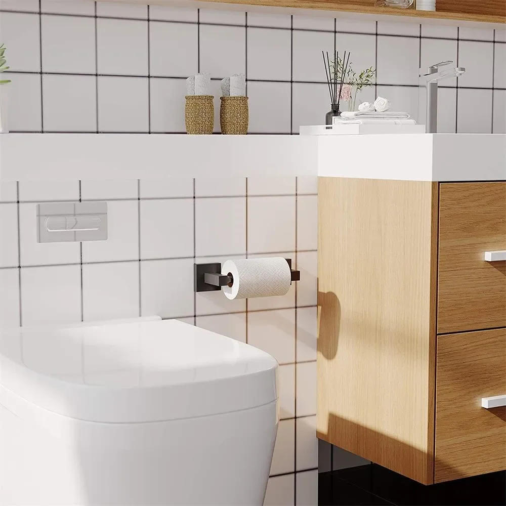 Description Picture 2 of itemNew Black Square 304 Stainless Steel Toilet Paper Holder Bathroom Toilet Paper Holder Sanitary Ware Hardware Hanging Parts