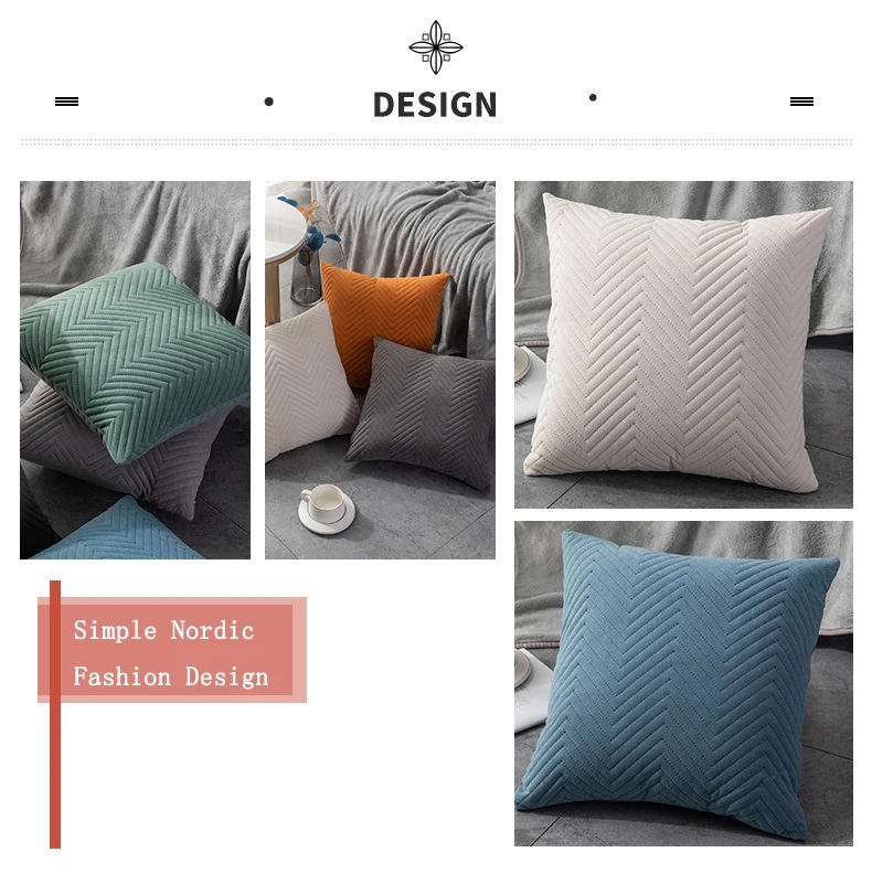 Description Picture 3 of itemQuilted Velvet Pillowcase Throw Pillow Covers Home Cojines Decor Pillow Cases Simple Sofa Cushion Cover Decorative 45x45cm