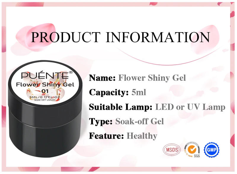 Description Picture 3 of itemPUENTE Flower Shiny Gel Nail Polish 5ML Glitter Sequins Nail Gel Soak Off UV Gel DIY Painting Nail Art Varnishes For Manicure