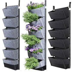 New 6 Pocket Vertical Growing Planting Bag Felt Wall Hanging Flower Vegetable Growing Container Outdoor Indoor Garden Planter