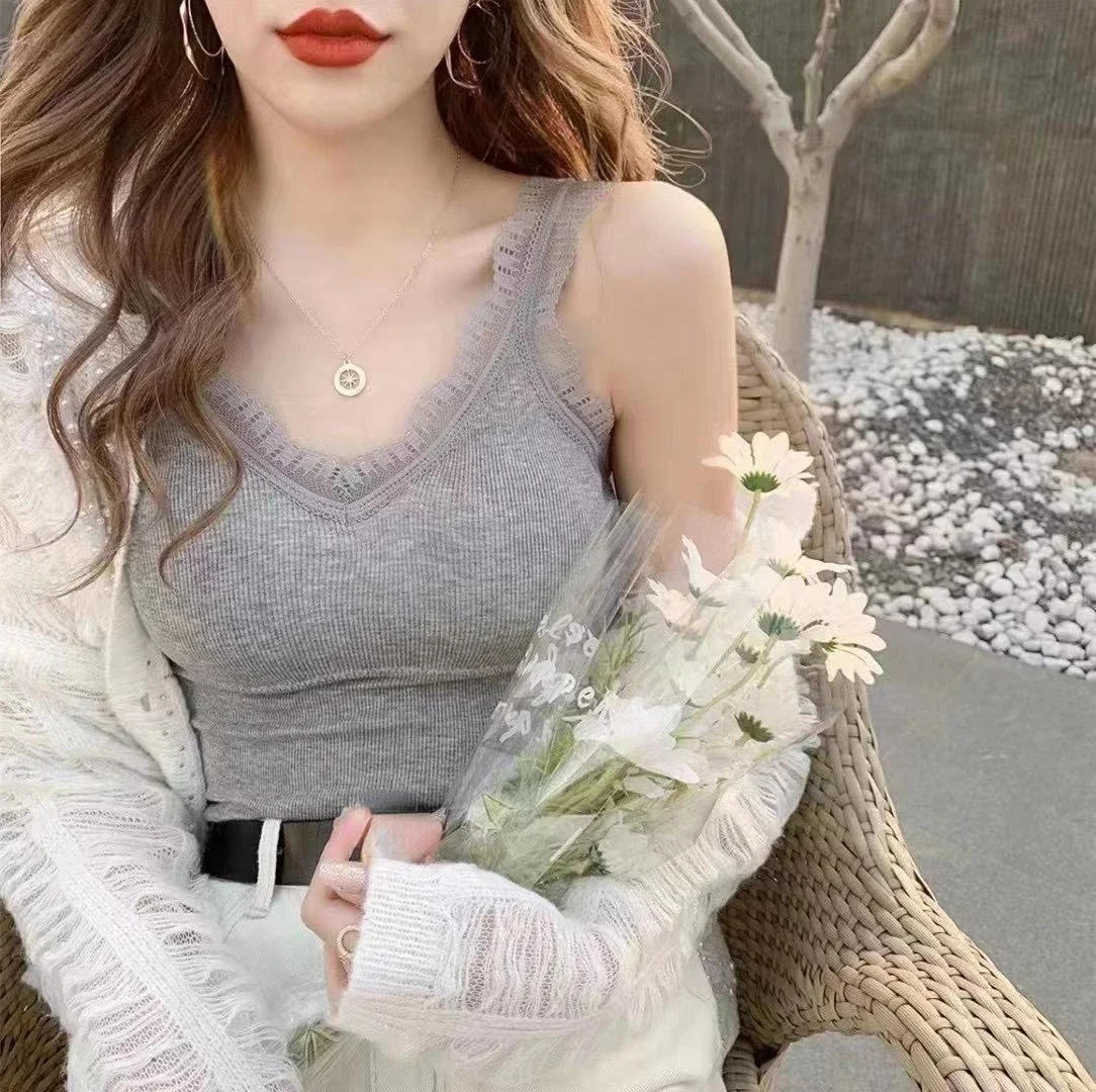 Description Picture 4 of itemSummer Top Women Sleeveless Lace Tank Top Sexy Women's T-shirt Vest Bra Female Vest Tops White Black Underwear Women Lingerie