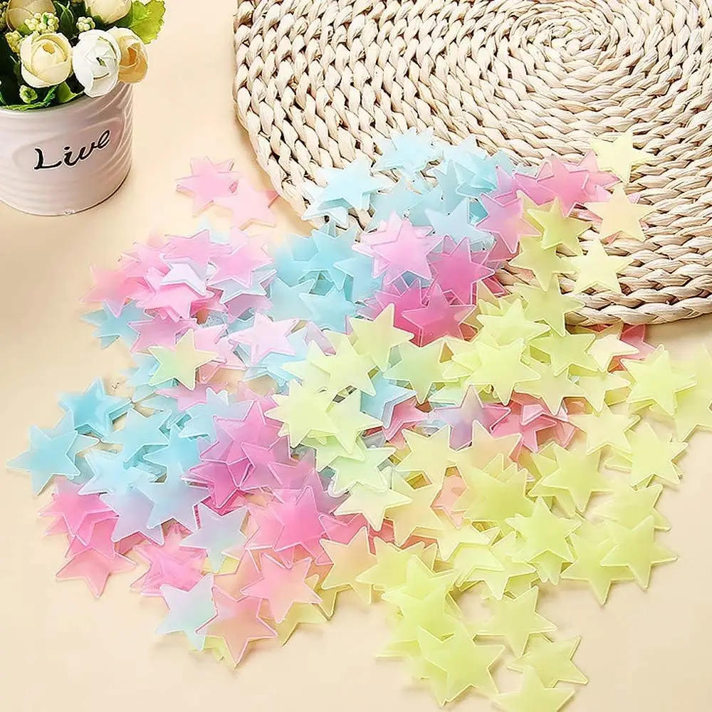 Description Picture 4 of item50-1000pcs Luminous Stars 3D Wall Stickers Glow In The Dark Fluorescent Adhesive Decoration for Home Baby Kids Bedroom Ceiling
