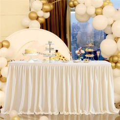 Party Table Skirt Cake Dessert Tablecloth Wrinkle Resistant Pleated Wedding Table Skirt Baby Shower Hotel Birthday Table Decor