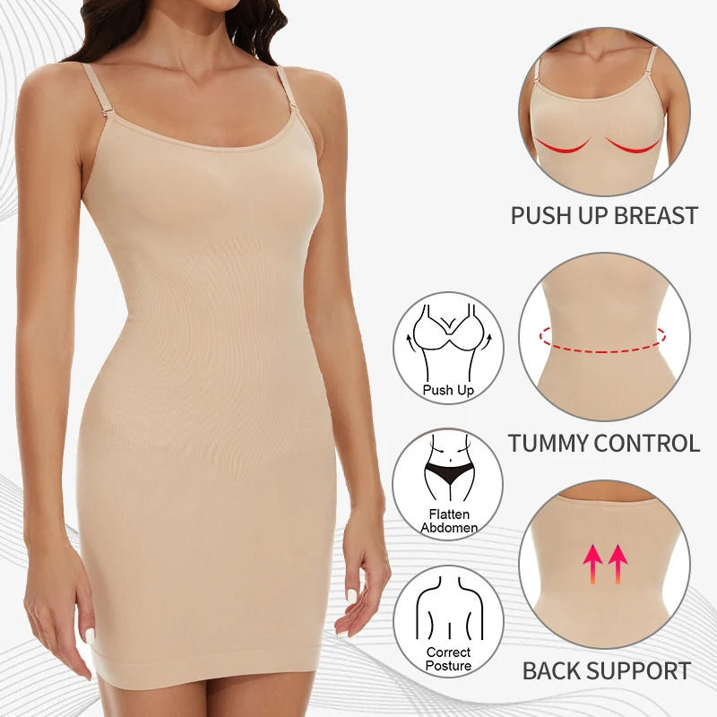 Description Picture 4 of itemSeamless Shapewear Control Slips for Under Dresses Women Smooth Body Shaper Tummy Control Full Slip Slimming Cami Slip
