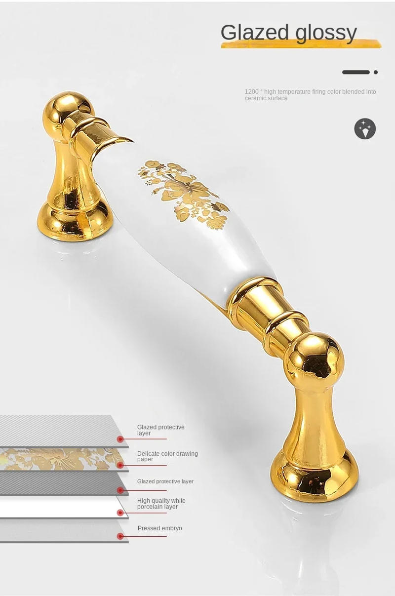 Description Picture 4 of itemGolden Furniture Ceramic Knob Modern Simple Rose Gold European Single Hole Drawer Cabinet Wardrobe Cupboard Door Handle