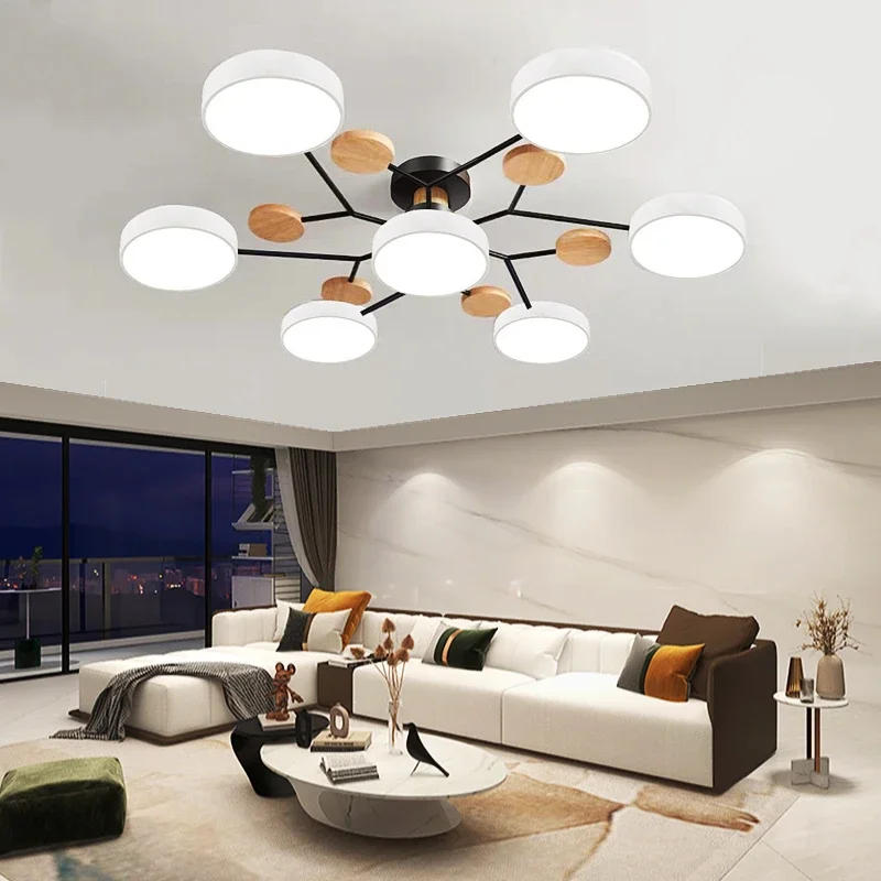 Description Picture 5 of itemNordic Style Living Room Ceiling Chandelier Bedroom LED Ceiling Light Kitchen Wooden Dining Room Ceiling Lamp Aisle Lighting
