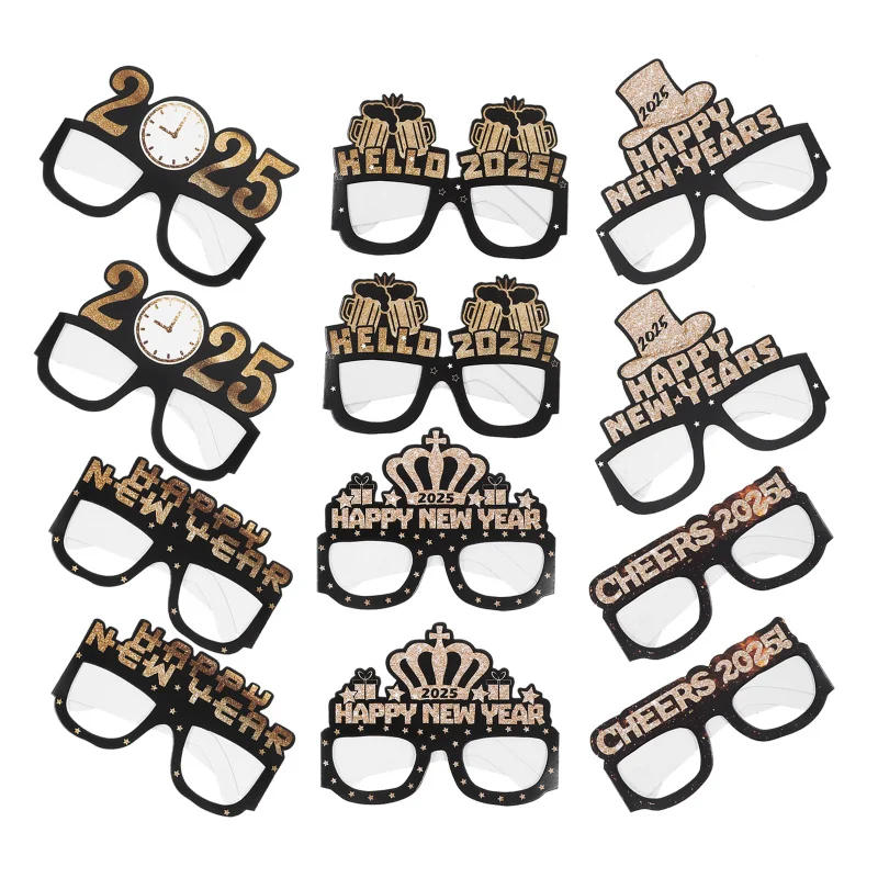 Description Picture 3 of item12Pcs New Years Eve Paper Glasses 2025 Paper Glasses Eye Decoration Funny Eyeglasses Cosplay Sunglasses Party Photobooth Props