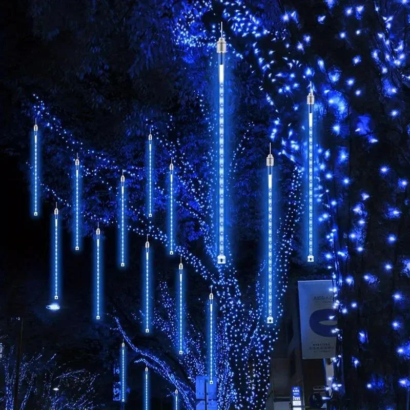 Description Picture 2 of item32/24/16/8 Tubes LED Meteor Shower Lights Falling Raindrop Fairy String Light for Christmas Holiday Party Patio Decor New Year