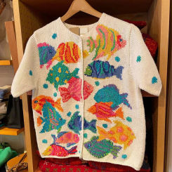 Short Sleeve Women Cardigan Coat Vintage Print Sueter Mujer O-neck Single Breasted Knitted Sweater Tops 2025 Women's Clothing