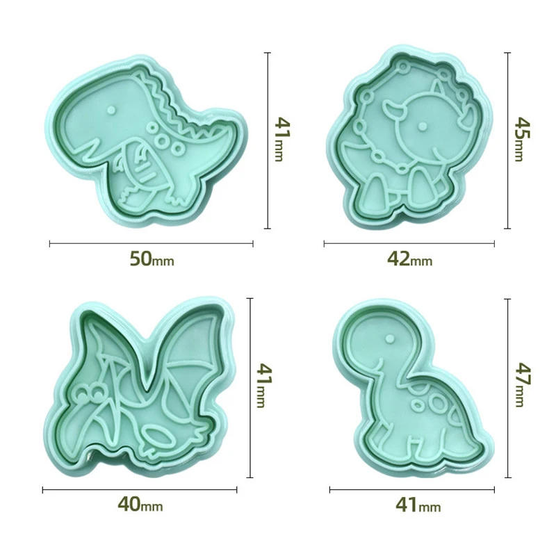 Description Picture 5 of item4Pcs Dinosaur Biscuit Embosser Stamp Mold Cartoon Animal Pattern Cookie Cutter Dessert Baking Mold Fondant Cake Decorating Tools