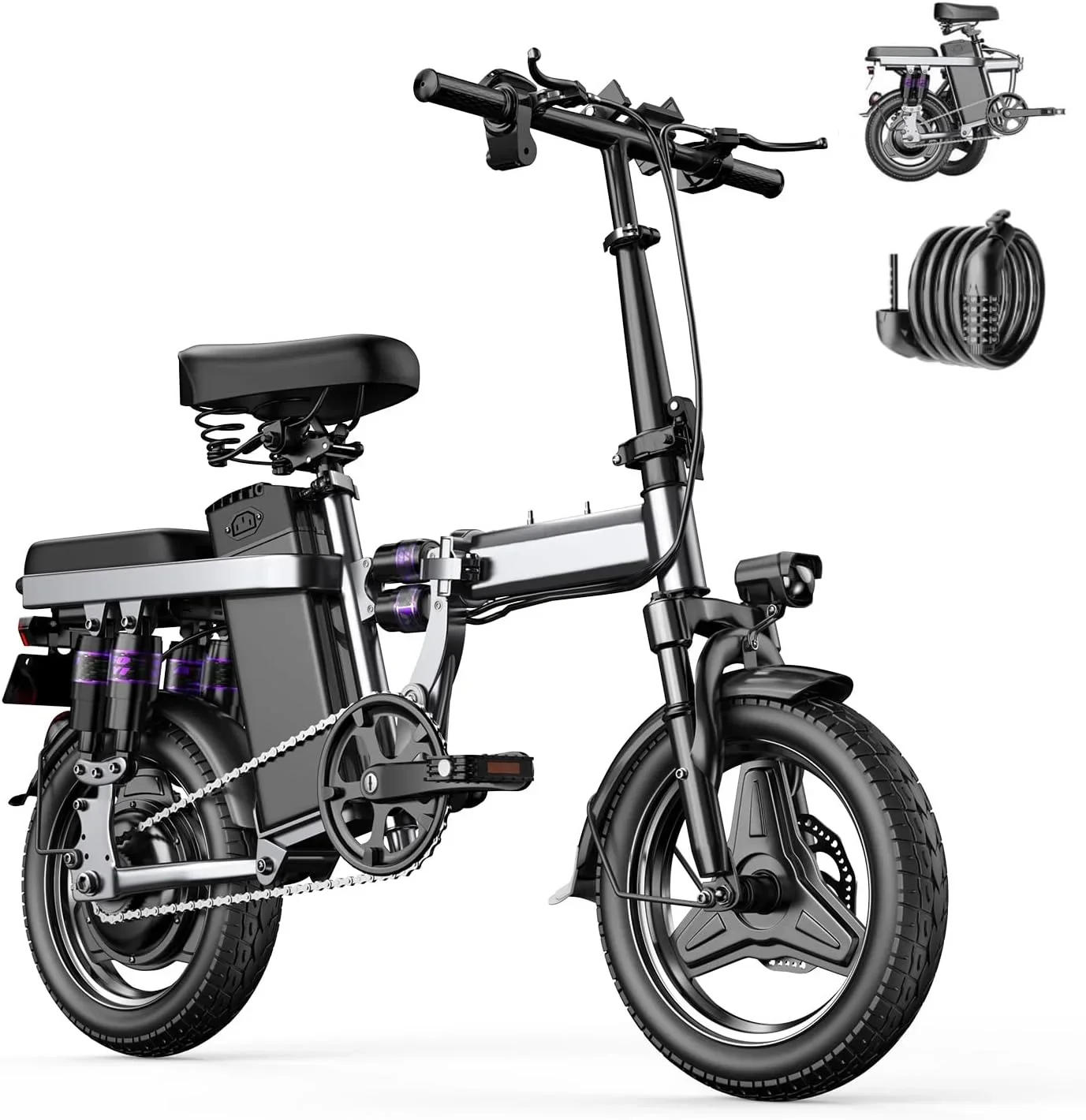 Description Picture 3 of itemEbike F12 500W 48V 15AH Folding Electric Bike/14 Inch Fat Tire Electric Bike/Moped with Pedal Drop for Transport EBike