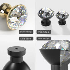1Pcs Diamond Shape Crystal Cabinet Pulls Cupboard Drawer Knob Kitchen Cabinet Door Wardrobe Handles Furniture Hardware