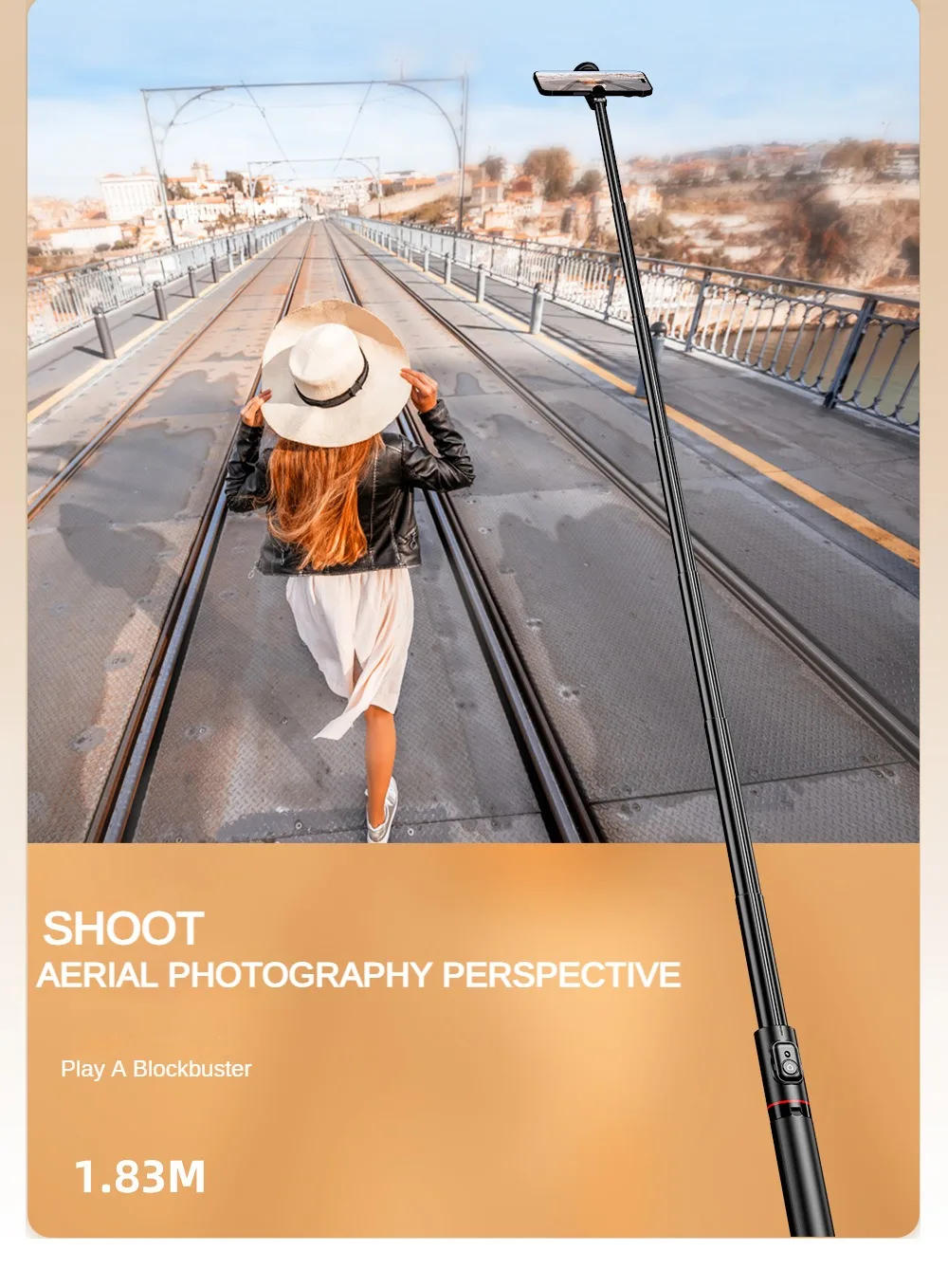 Description Picture 6 of itemIconic Brand Selfie Stick 1.83m Aluminum Alloy Telescopic Stick Tripod with Bluetooth Remote for Video Recording Live Streaming