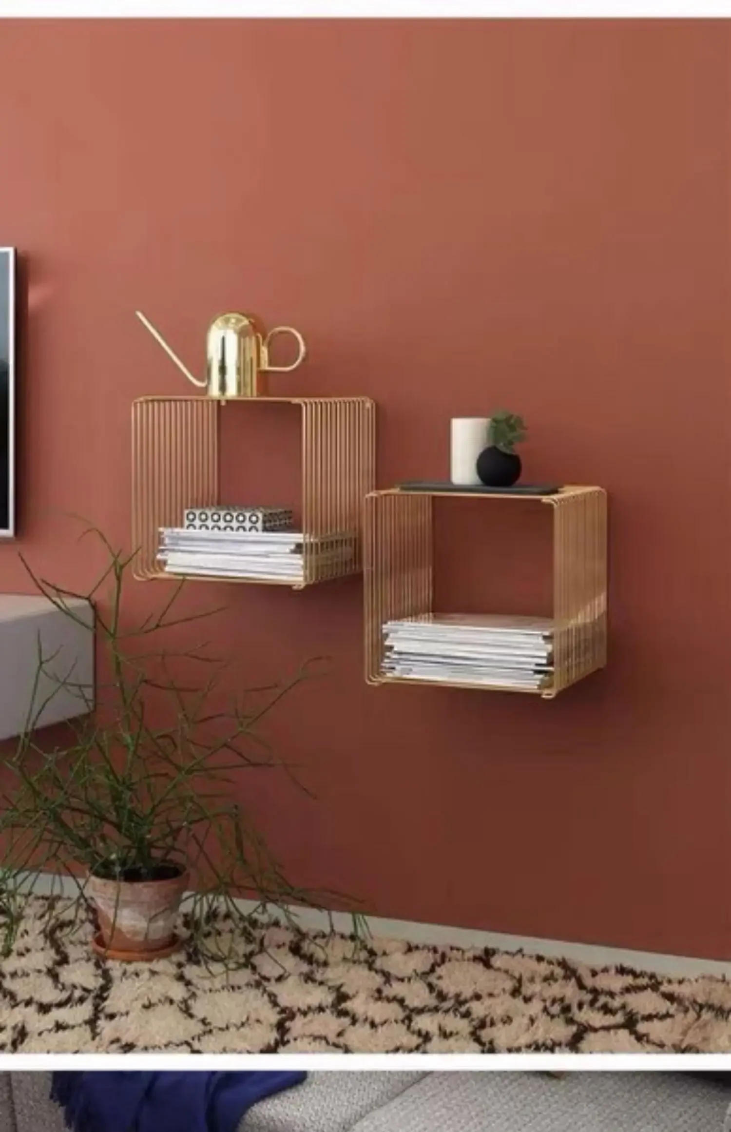 Description Picture 5 of itemLight Luxury Metal Magazine Rack Nordic Designer Bedside Table Artistic Living Room Low Table Furniture Stylish Home Decor