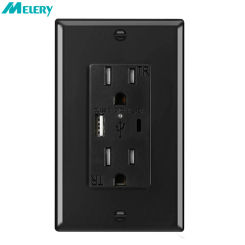 US WALL SOCKET USB 5V 4.2A TYPE C 4.8A CANADA MEXICO PLUG 90-250V PC Panel Dual Outlet 15A Smart Fast Charge for Home Office