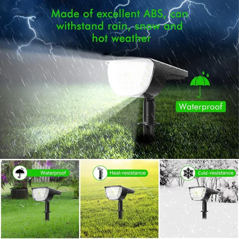 Description Picture 4 of item32 LED Solar Landscape Spot Lights Outdoor IP65 Waterproof Solar Powered Wall Light for Garden Yard Patio Driveway Walkway Decor