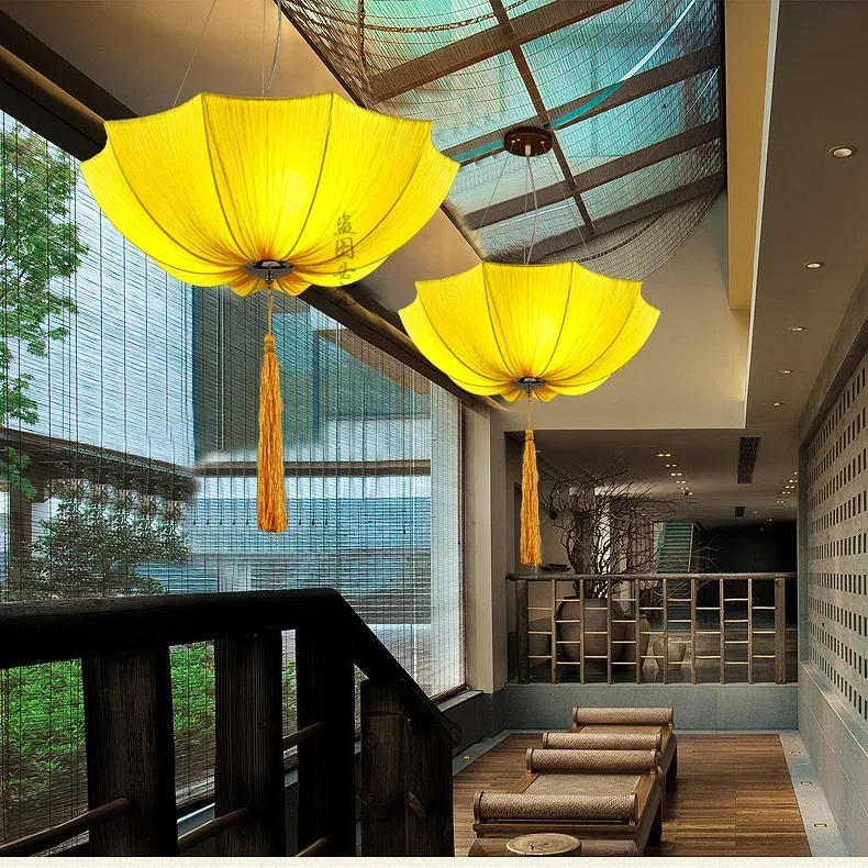 Description Picture 5 of itemChinese cloth classical imitation cloth umbrella pendant lamp lantern Restaurant balcony aisle Club Creative ZS136