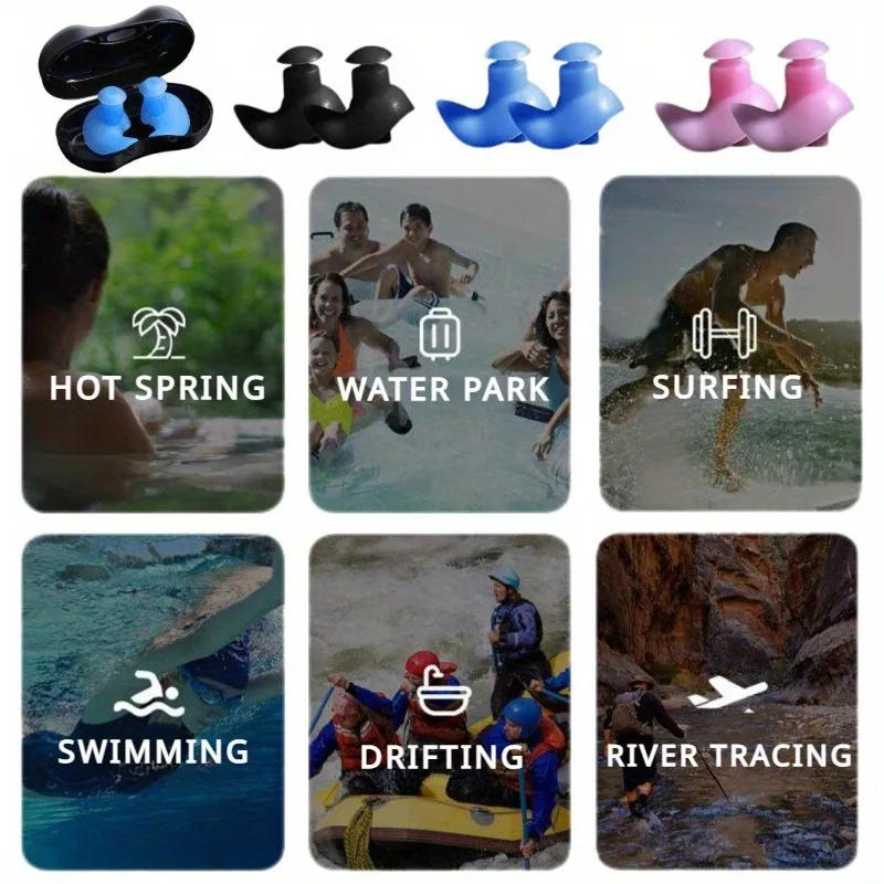 Description Picture 3 of itemEar Plugs Swimming Waterproof Silicone Earplugs for Swimming, Showering, Surfing & Bathing Swimming Accessories Pool Ear Plug