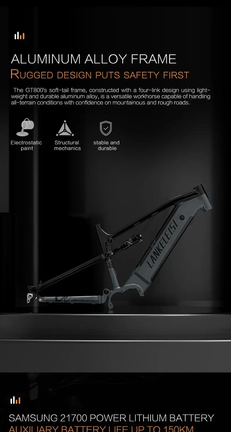 Description Picture 5 of itemLANKELEISI GT800 Electric Bicycle 500W Motor 48V 20AH Battery 29Inch Electric Bike Max Speed 40km/H Off-Road Mountain Snow Ebike