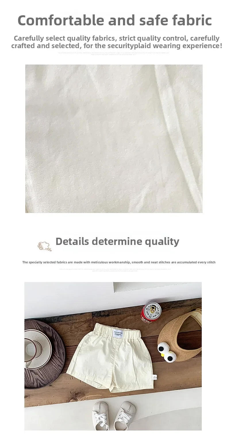 Description Picture 3 of itemBoys' Shorts, Summer Thin Cotton Children's Pants, Outer Five Quarter Middle , Baby White Pants, Stylish and Cool