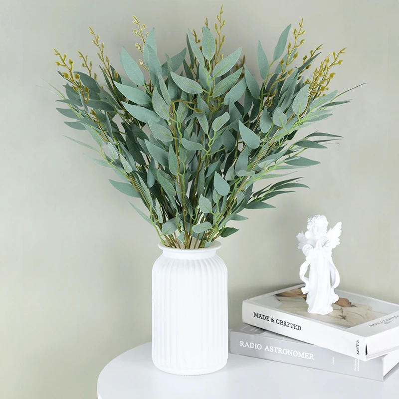 Description Picture 6 of itemArtificial Willow Bouquet Fake Green Leaves for Wedding Home Table Vase Decoration Jungle Party DIY Plants Wreath